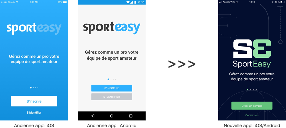 Ancienne et nouvelle app SportEasy